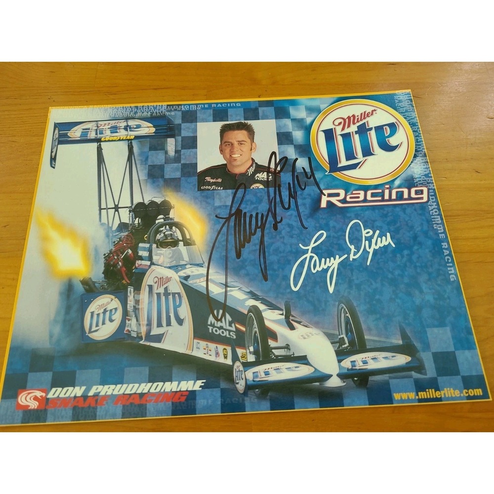 Larry Dixon Signed Miller Lite Racing Hero Card Don Prudhomme Snake NHRA